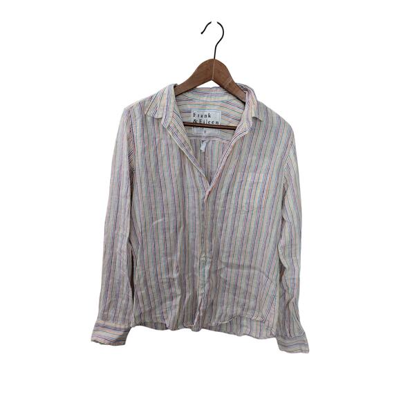Frank & Eileen Tops - Frank & Eileen Linen Rainbow Striped Button Down Shirt